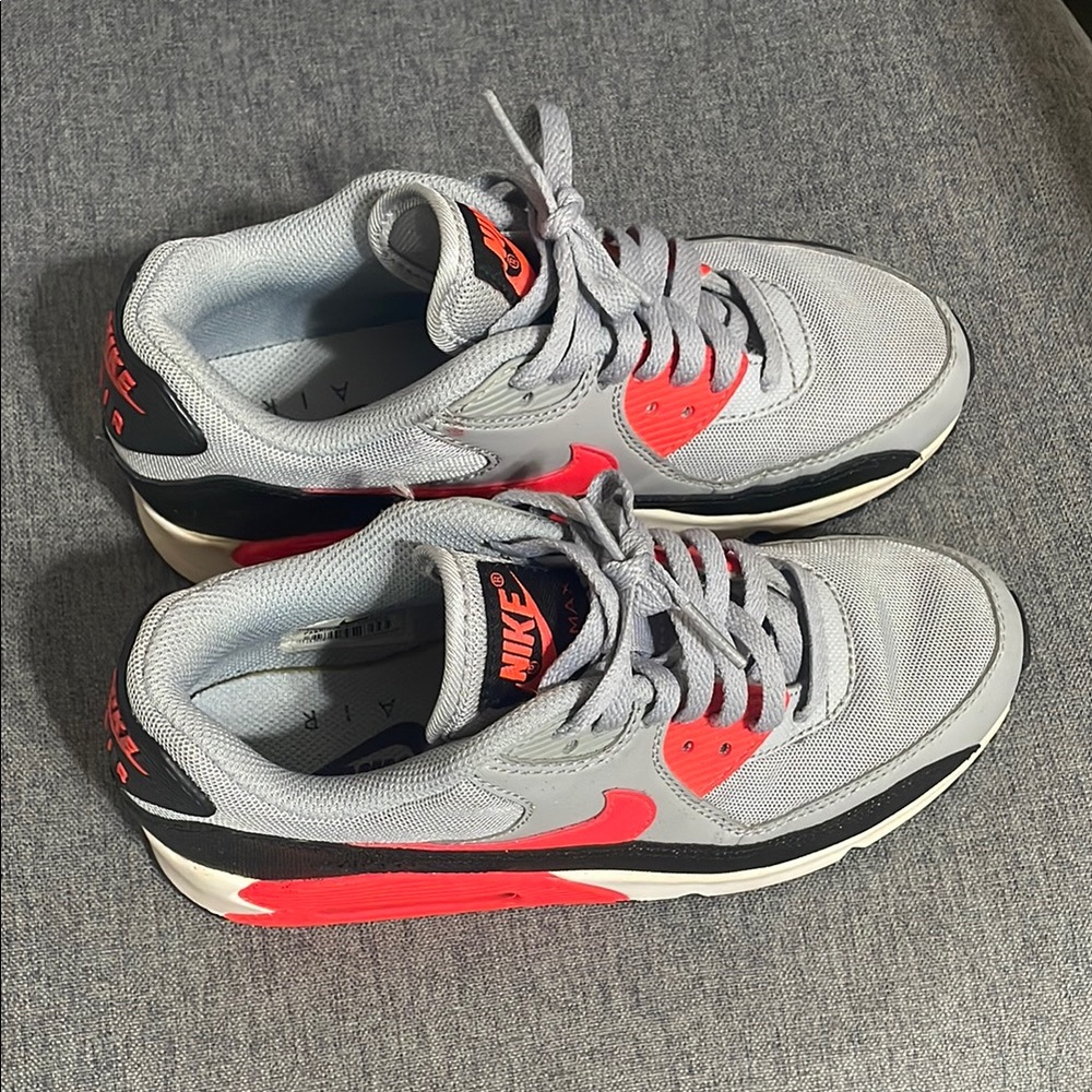 Nike Air Max Gray and Bright Red Athletic Shoes
